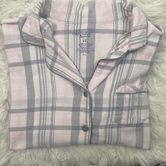 Croft & Barrow Intimates Flannel Plaid PJ Button Down Shirt - Picture 1 of 6